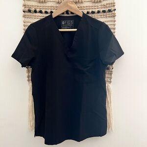 Figs Technical Collection Black Scrub V-Neck Top Small